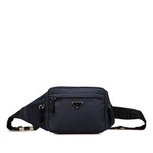Prada triangle logo plaque waist bag Body Belt Crossbody Navy Blue nylon